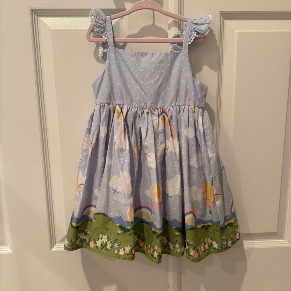 Cynthia Rowley Whimsical Blue Girls Dress with Rainbow Accents
